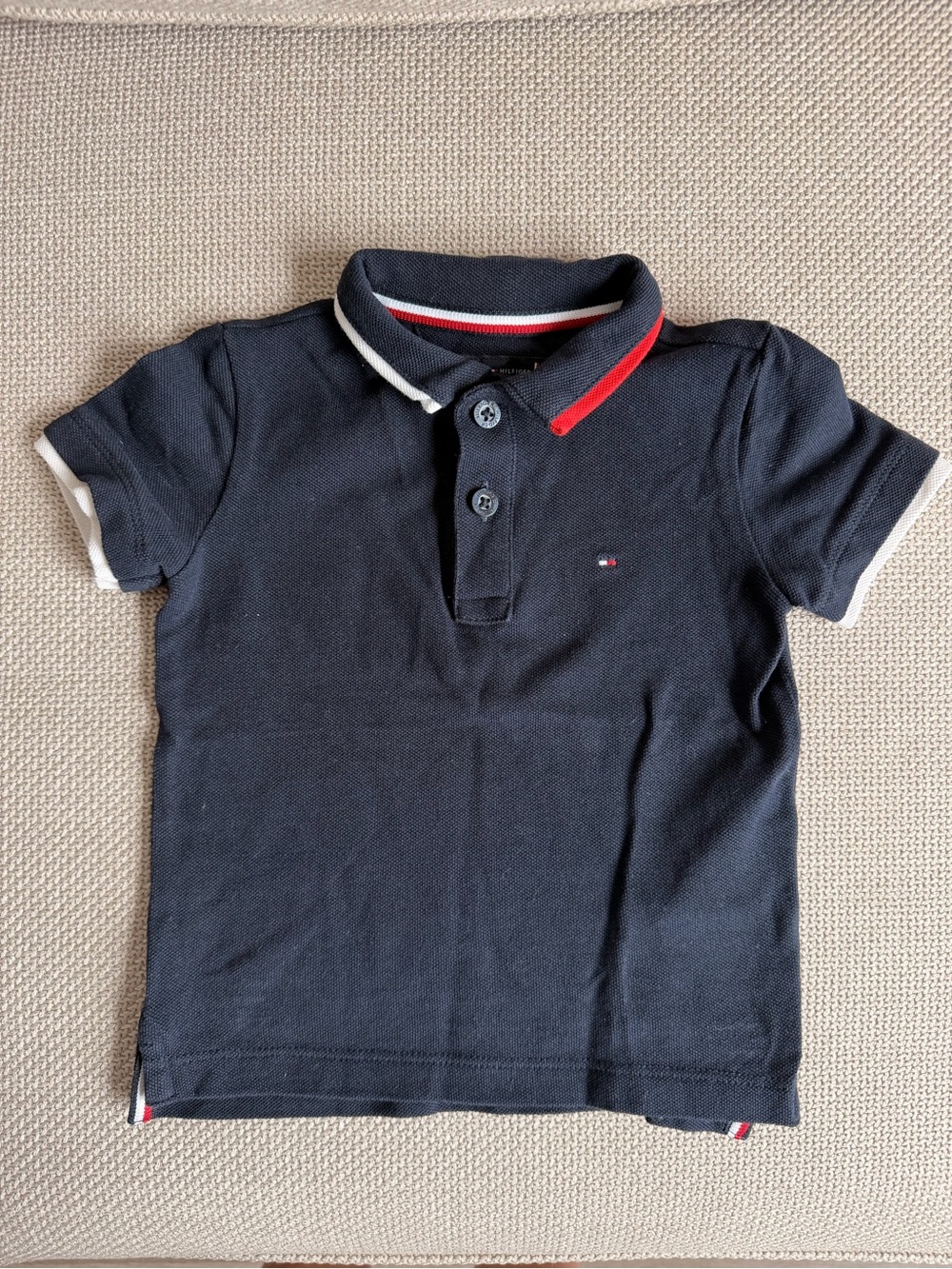 Tommy Hilfiger Black Polo with Red & White Trim